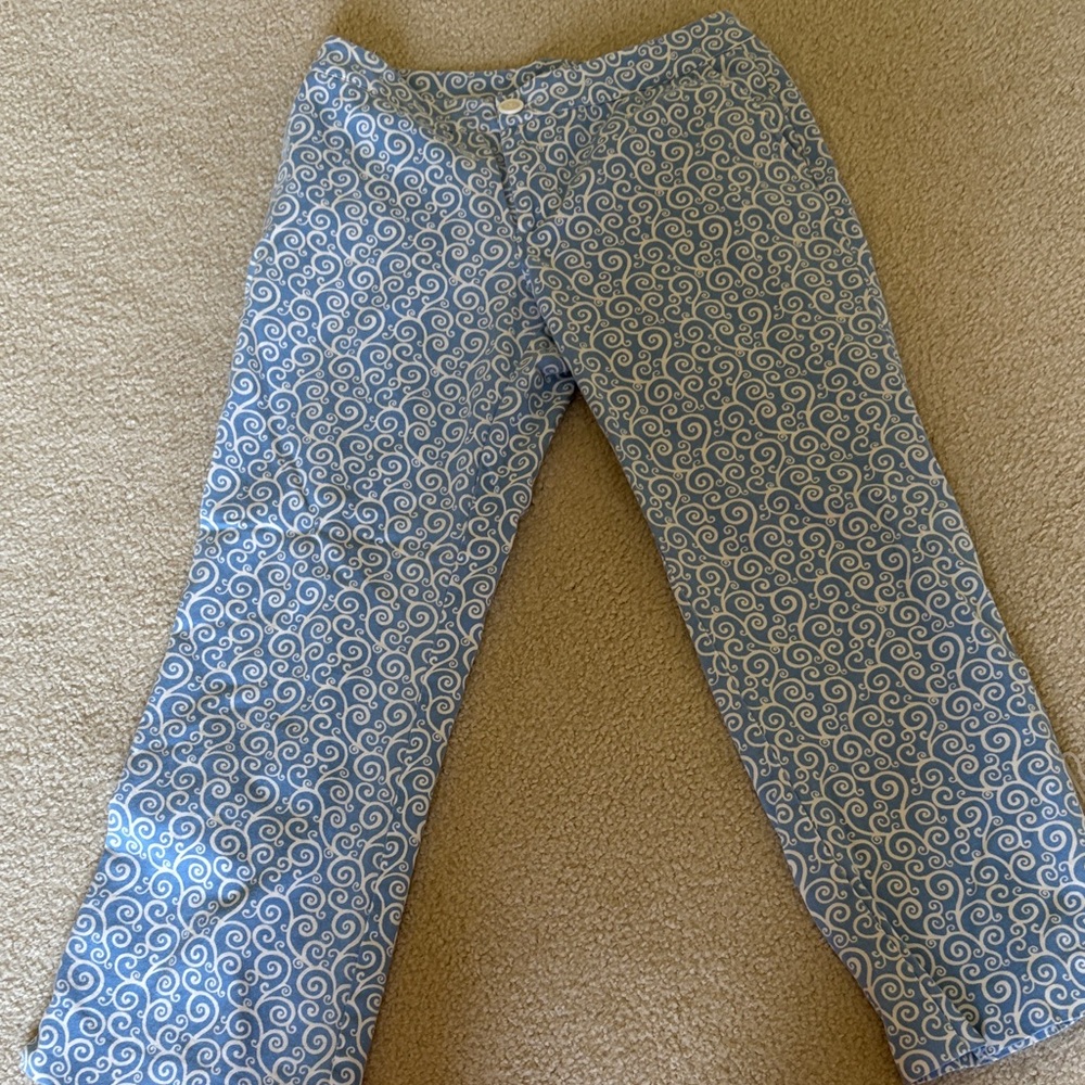 Skirtin Around Blue and White Capris